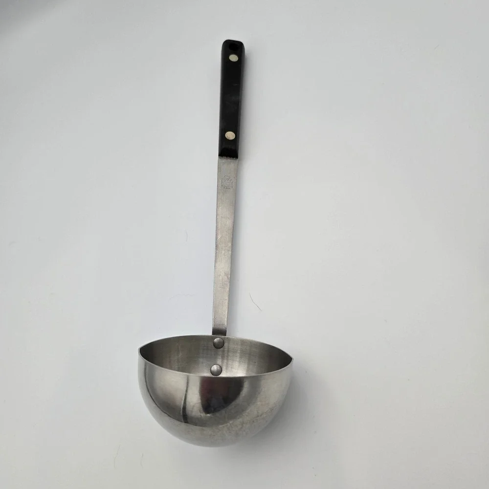 Ekco Vintage Soup Ladle Stainless Vanadium Black Riveted Handle USA 12 Inch
